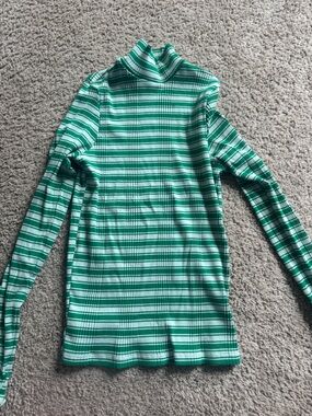 PINK Victoria's Secret Green Striped Long Sleeve Tee